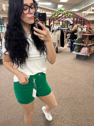 Judy Blue Kelly Green Shorts Tummy Control